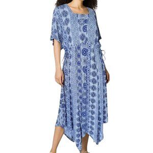 Alchemy Thread Blue and White Mandala Patterned Top Women's Size L